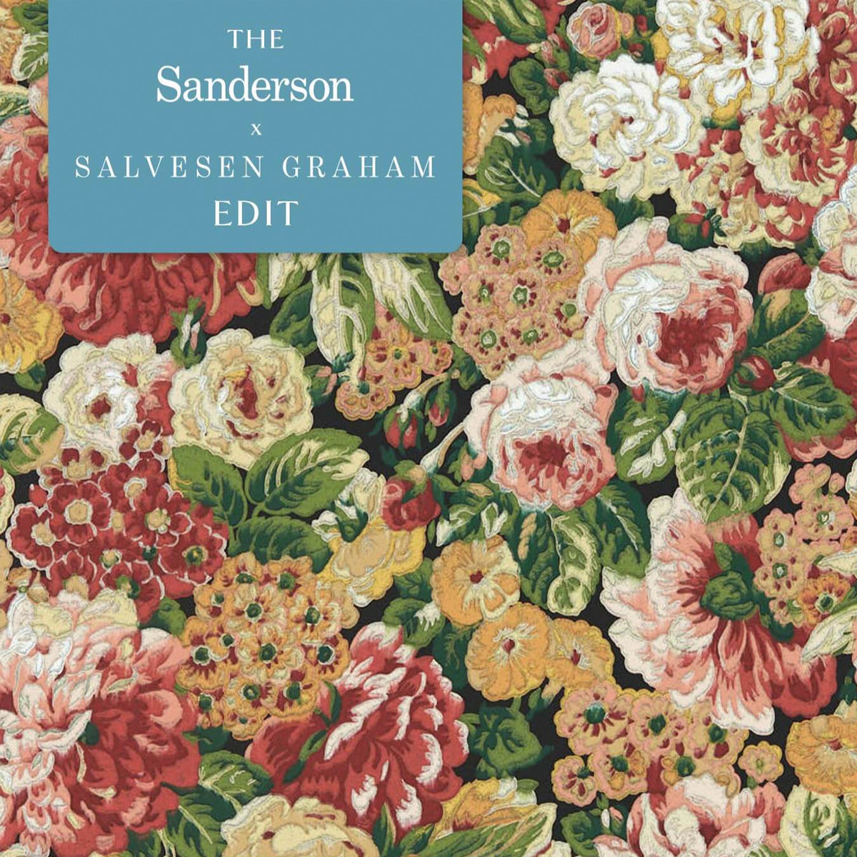 Sanderson X Salvesen Graham &#39;Rose and Peony - Amanpuri Red/Devon Green&#39; Wallpaper