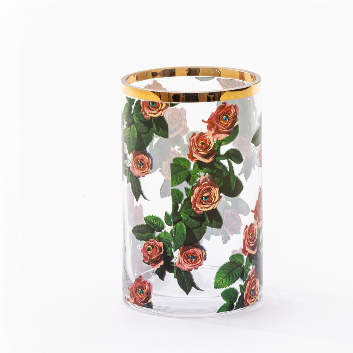 Seletti X Toiletpaper &#39;Roses&#39; Cylindrical Glass Vase