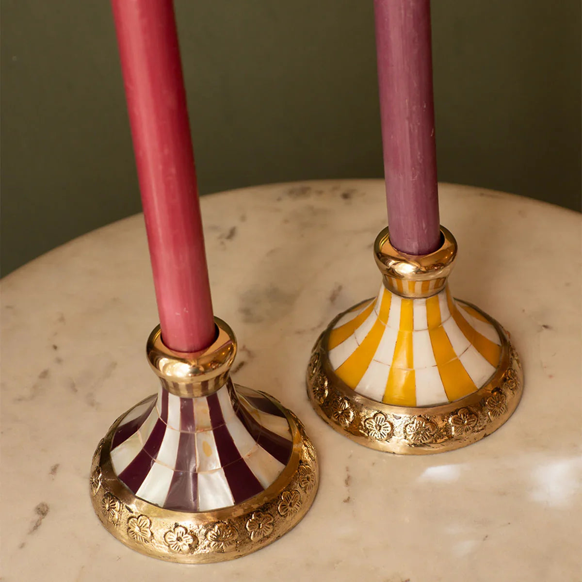 Sanya Striped Candle Holder - Doing Goods