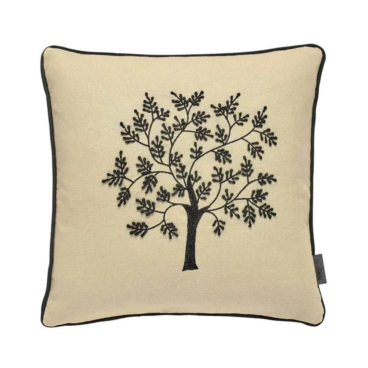 Morris &amp; Co Seaweed Woodland Tree Black Cushion