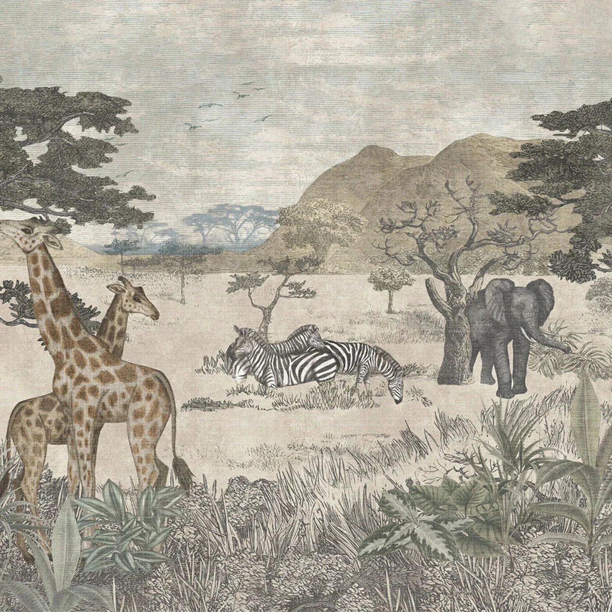Serengeti Mural Wallpaper - Borastapeter