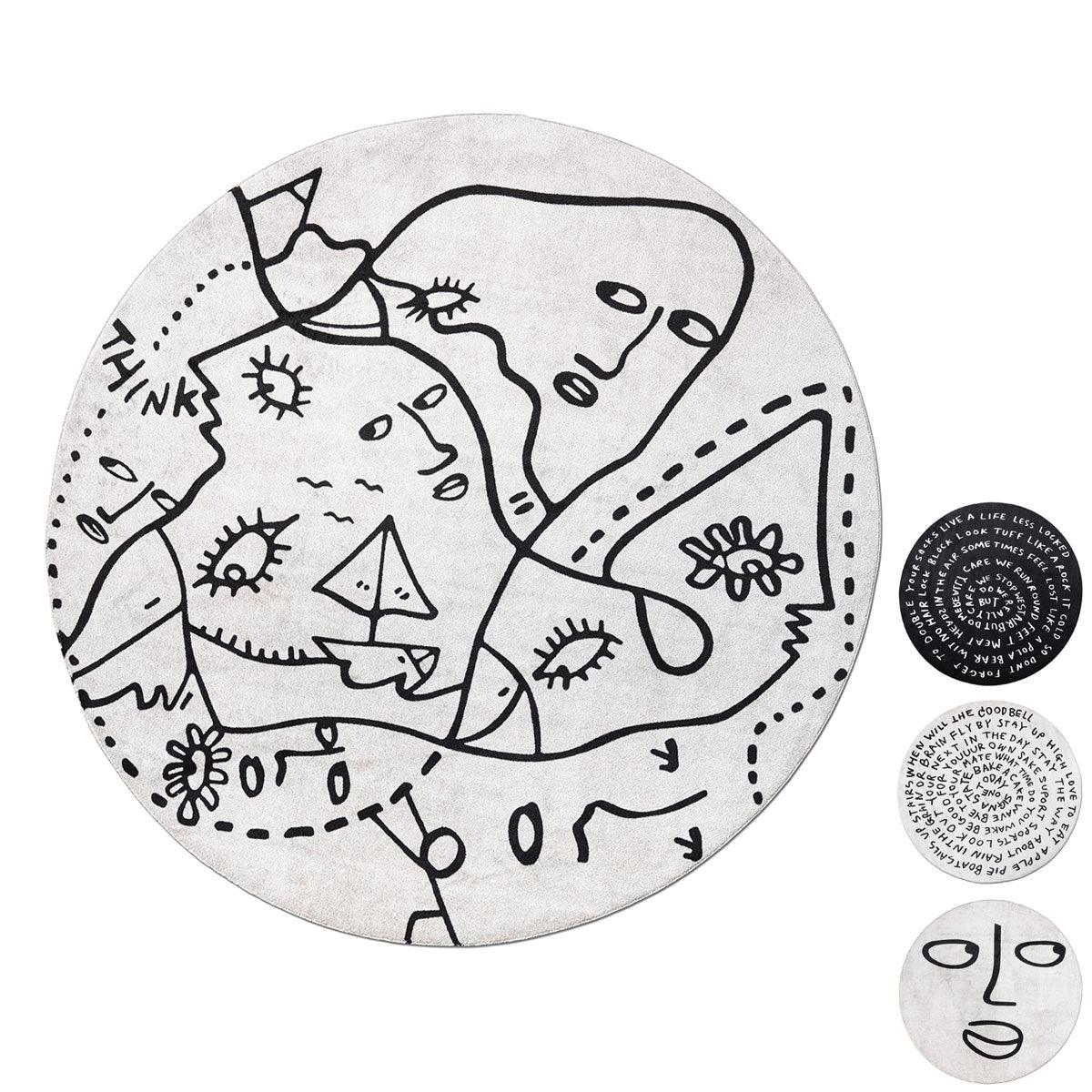 Linescapes Round Carpet by Shantell Martin - Qeeboo