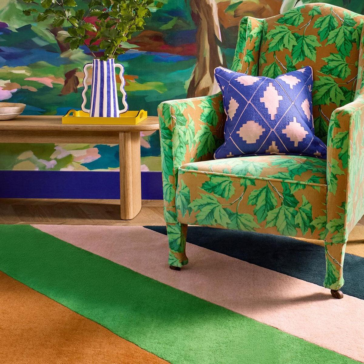 Harlequin X Sophie Robinson &#39;Sherbet Stripe - Emerald/Amber&#39; Rug