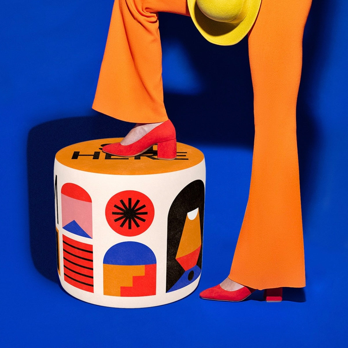 Oggian Sit Here Orange Pouf S by Marco Oggian - Qeeboo