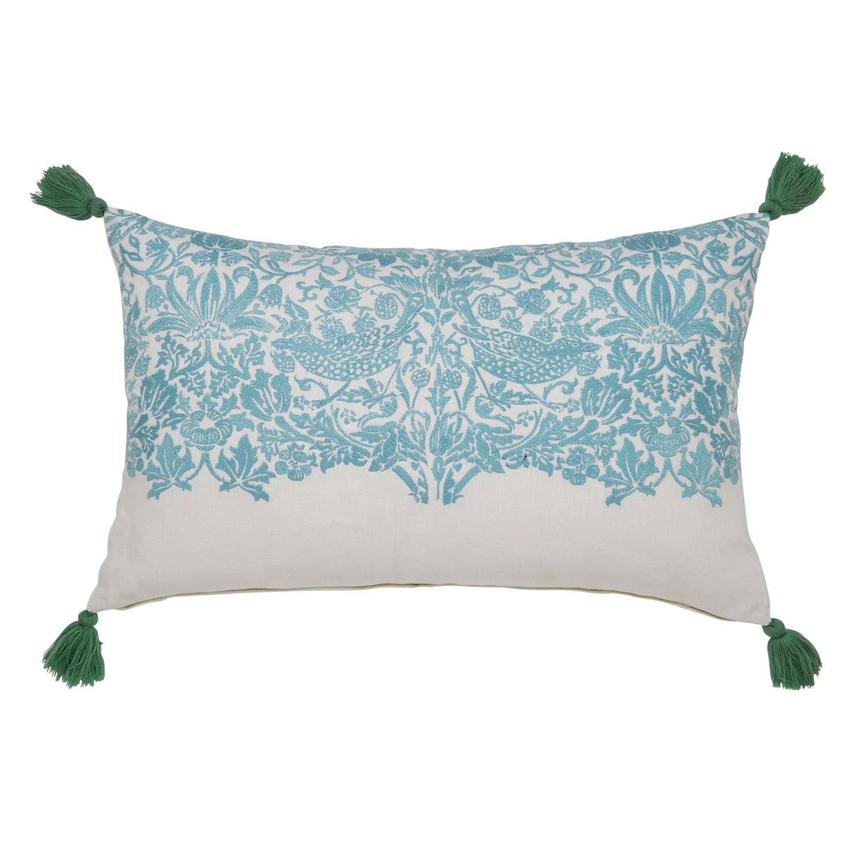 Morris &amp; Co Strawberry Thief Teal Cushion