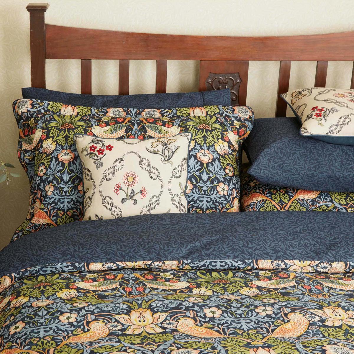 Morris &amp; Co Strawberry Thief Indigo Bedding