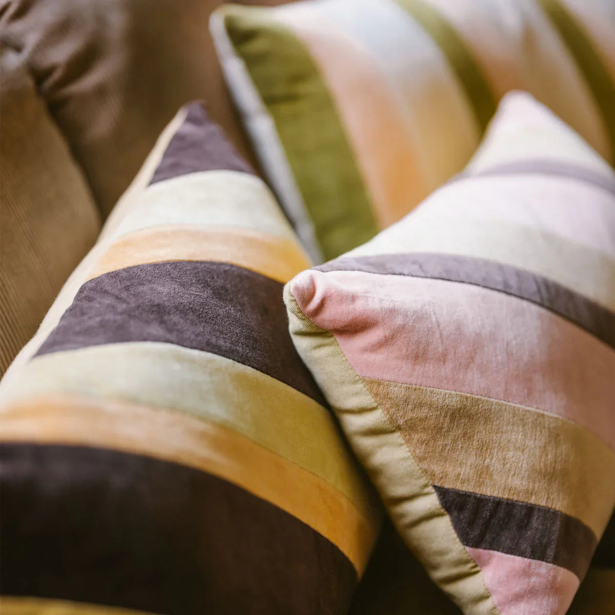 Velvet Striped Sunkissed Cushion - HKLIVING