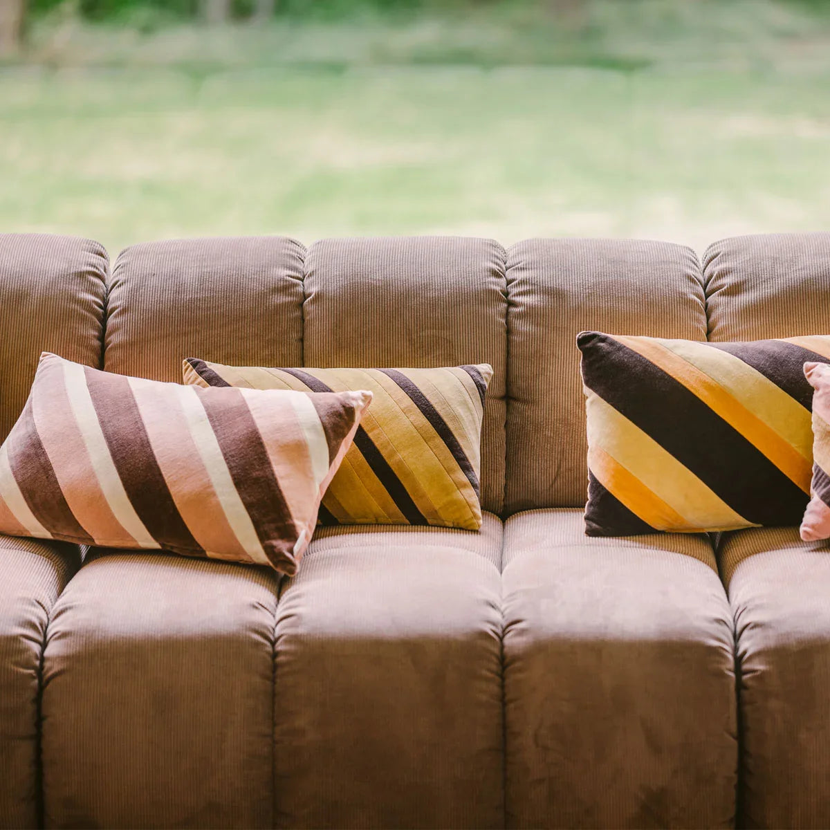 Velvet Striped Sunkissed Cushion - HKLIVING