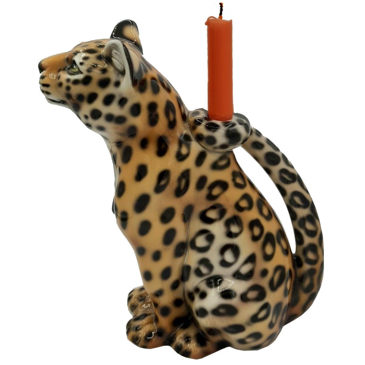 Hand Painted Ceramic Leopard Candle Holder - Les Ottomans