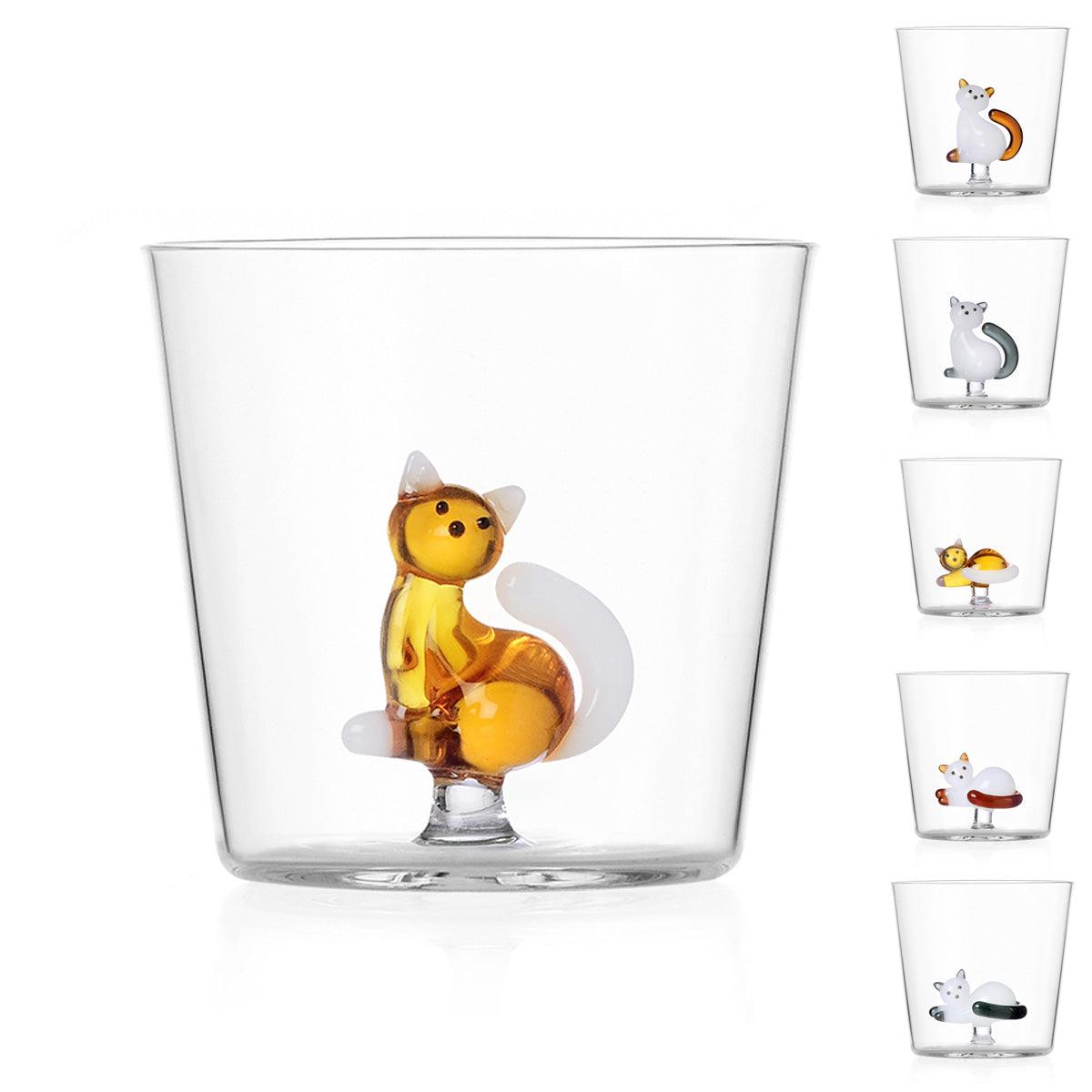 Tabby Cat Glass Tumbler 8cm - Ichendorf