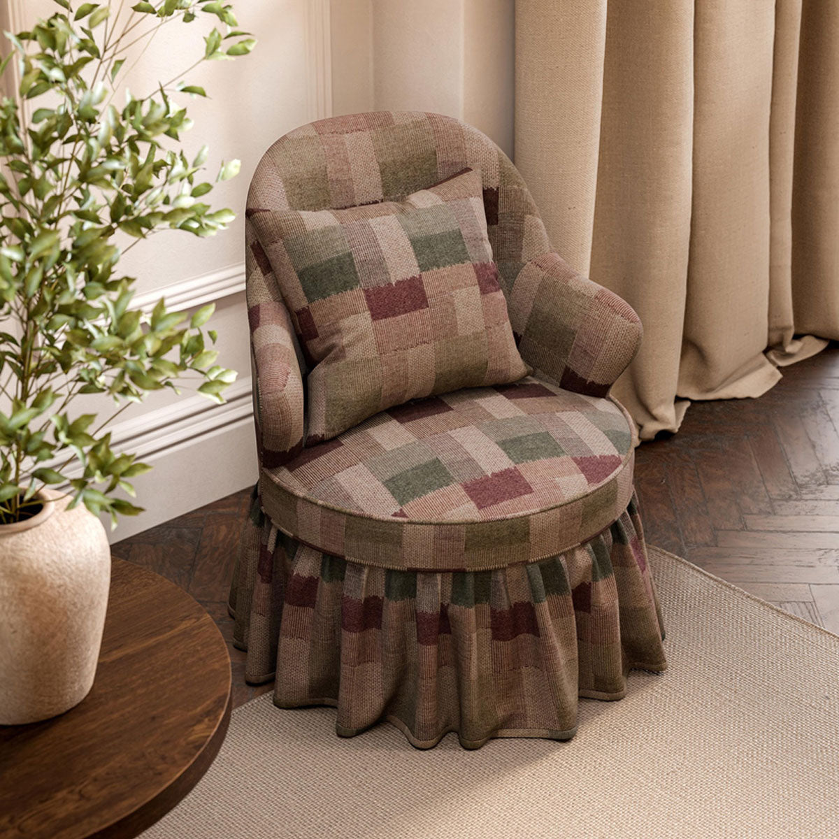 Sanderson Tavistone Wool fabric – Madder/Yew Green (2)