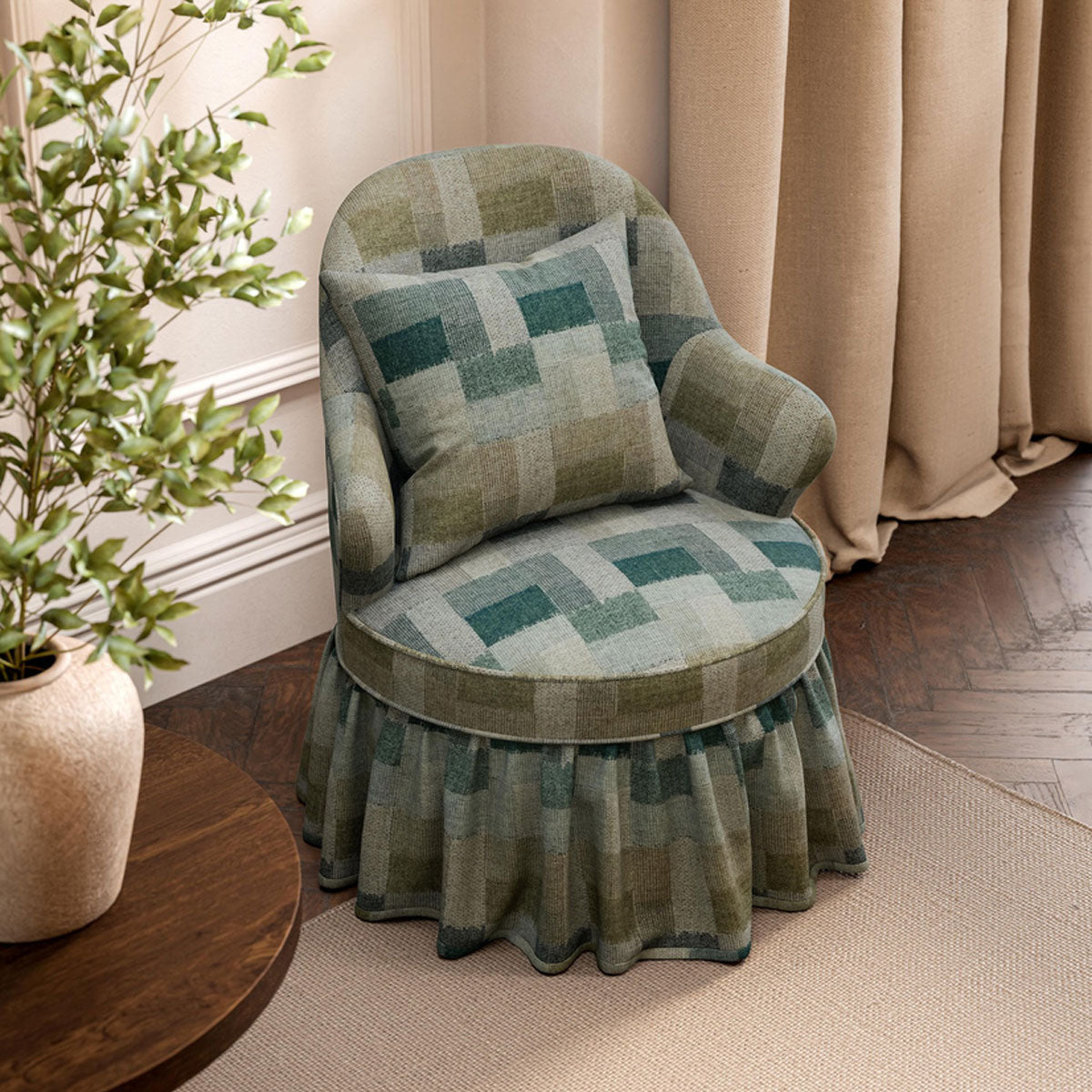 Sanderson Tavistone Wool fabric – Mineral Blue/Maple (2)