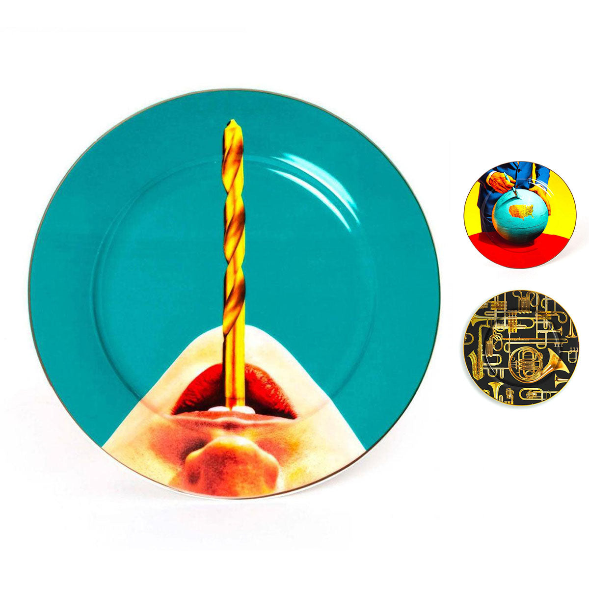 Seletti X Toiletpaper Porcelain Plate Gold Border