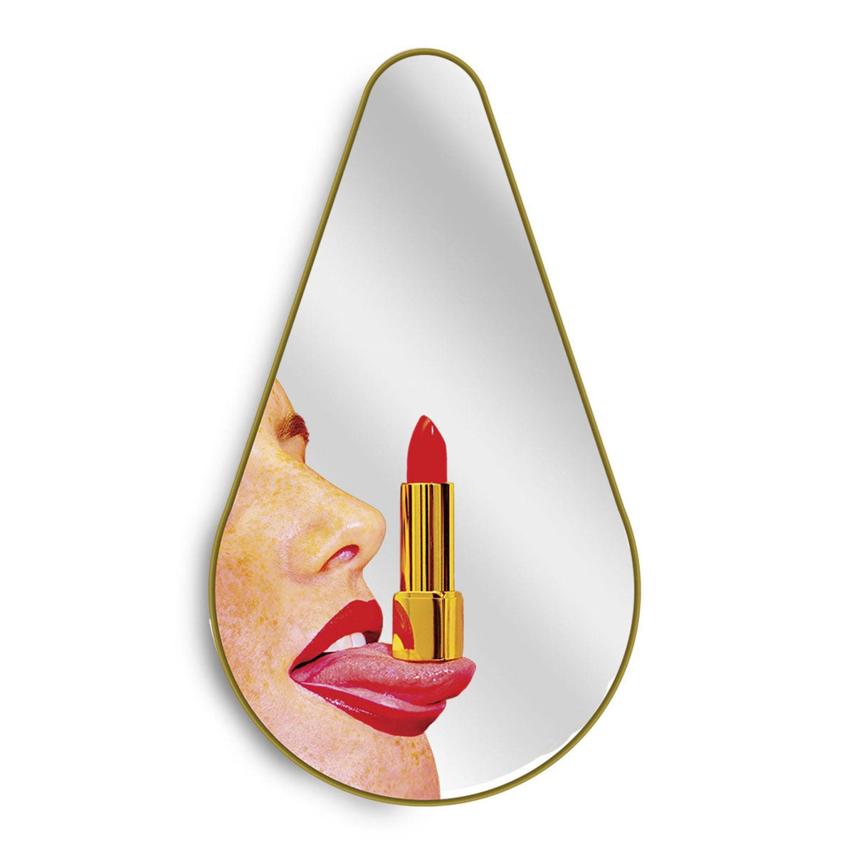 Seletti X Toiletpaper Gold Frame Pear Tongue Mirror