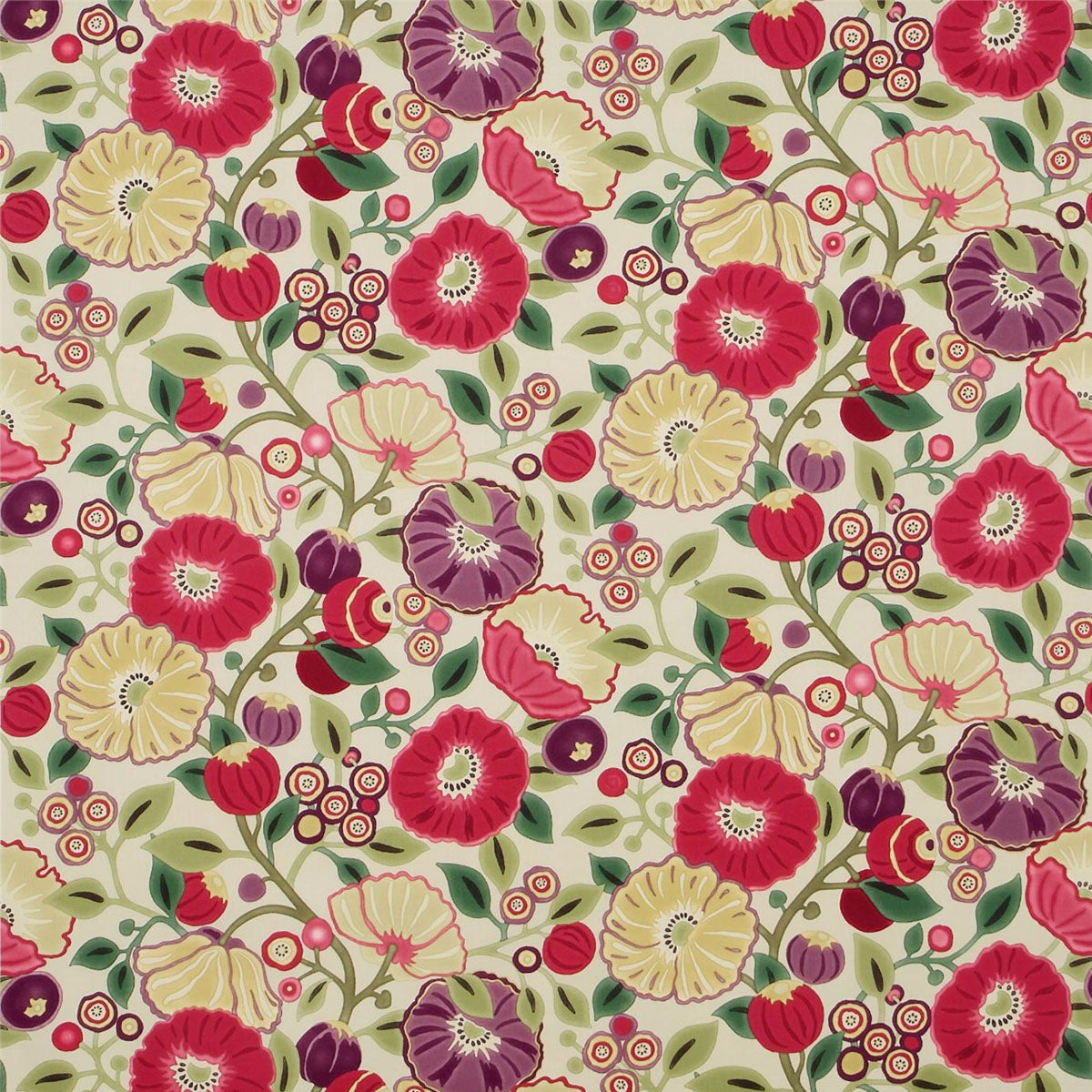 Tree Poppy Red/Plum Fabric - Sanderson