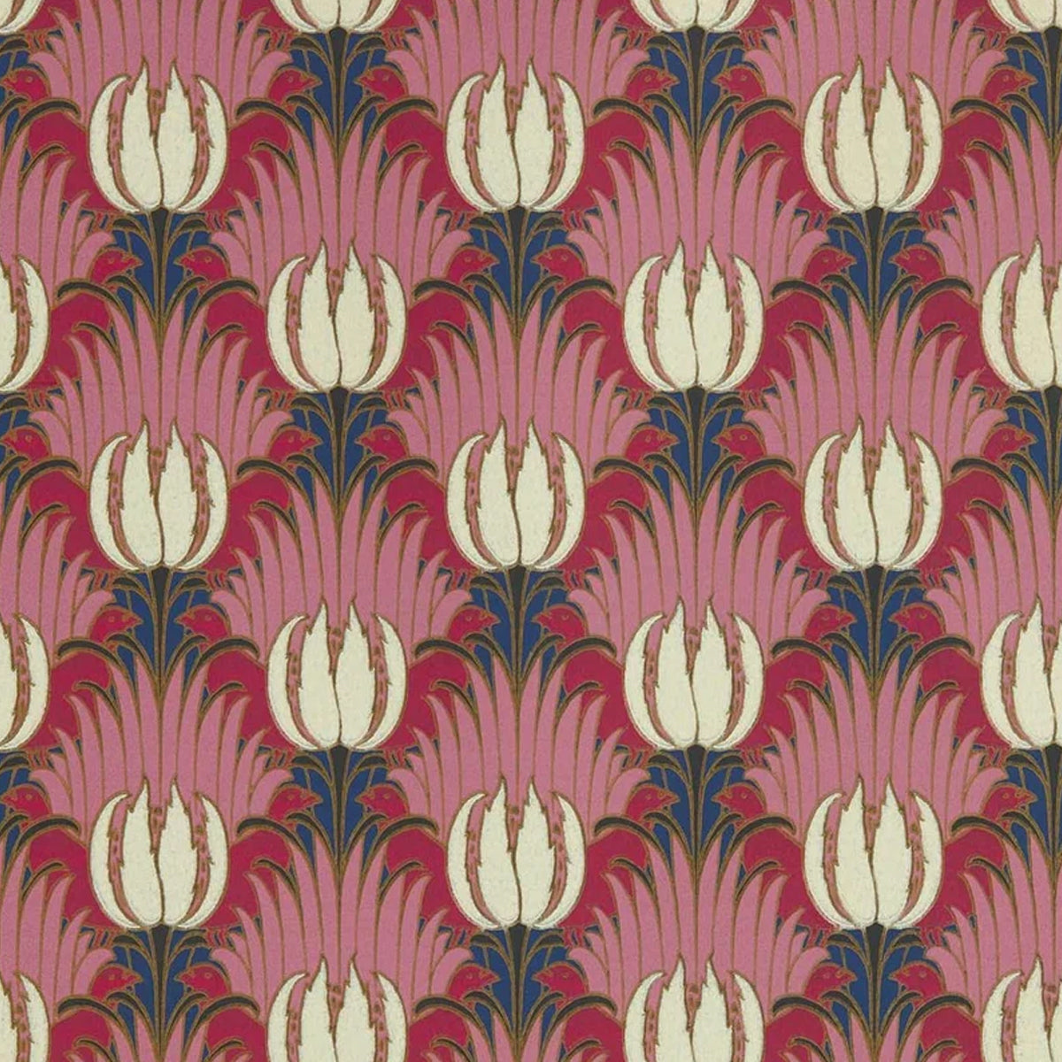 Morris &amp; Co &#39;Tulip and Bird - Amaranth &amp; Blush&#39; Wallpaper