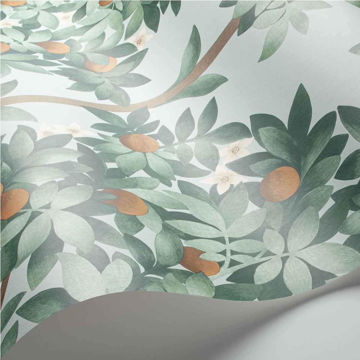 Cole &amp; Son &#39;Orange Blossom - Burnt Orange &amp; Mint on Seafoam&#39; Wallpaper