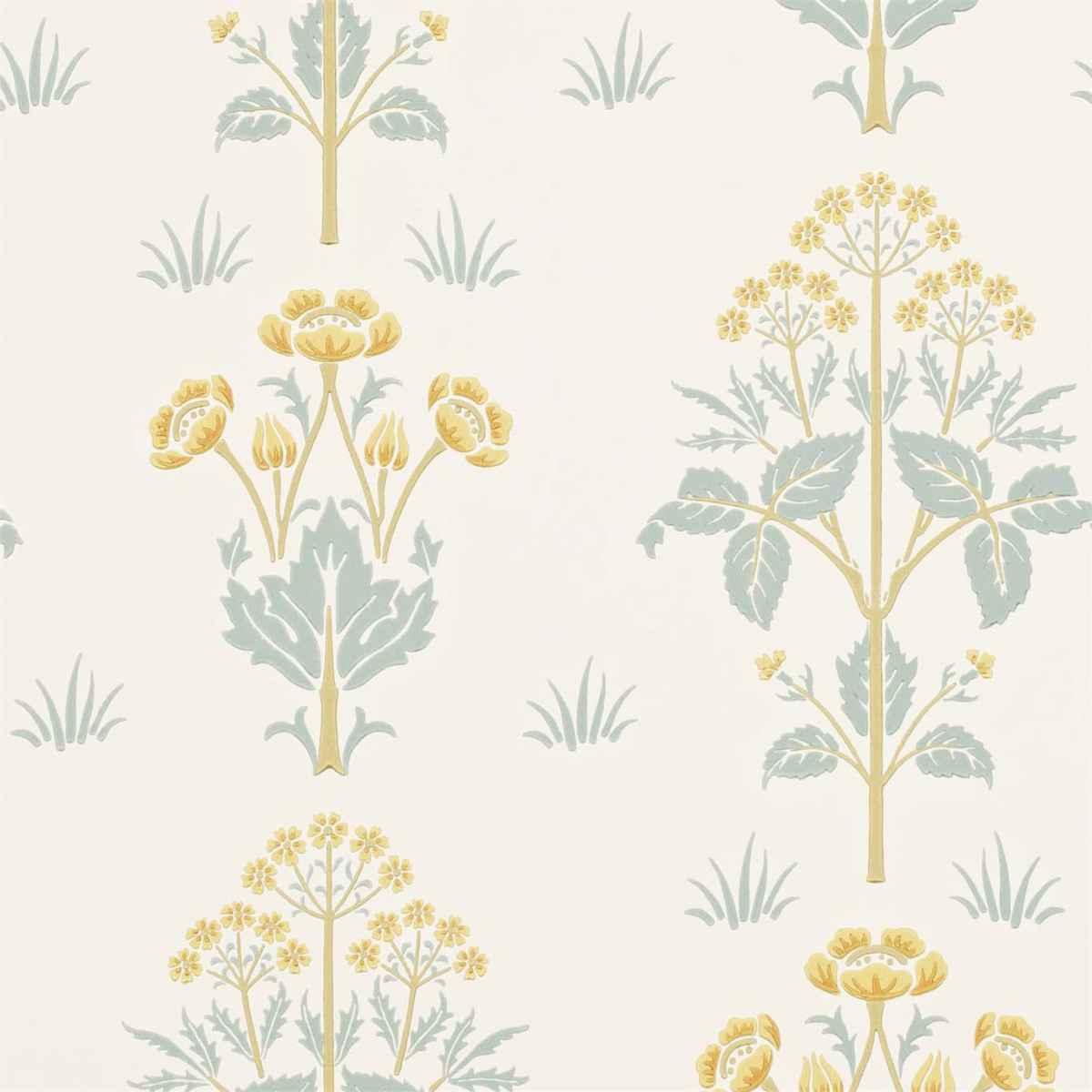 Morris &amp; Co &#39;Meadow Sweet - Gold/Slate&#39; Wallpaper