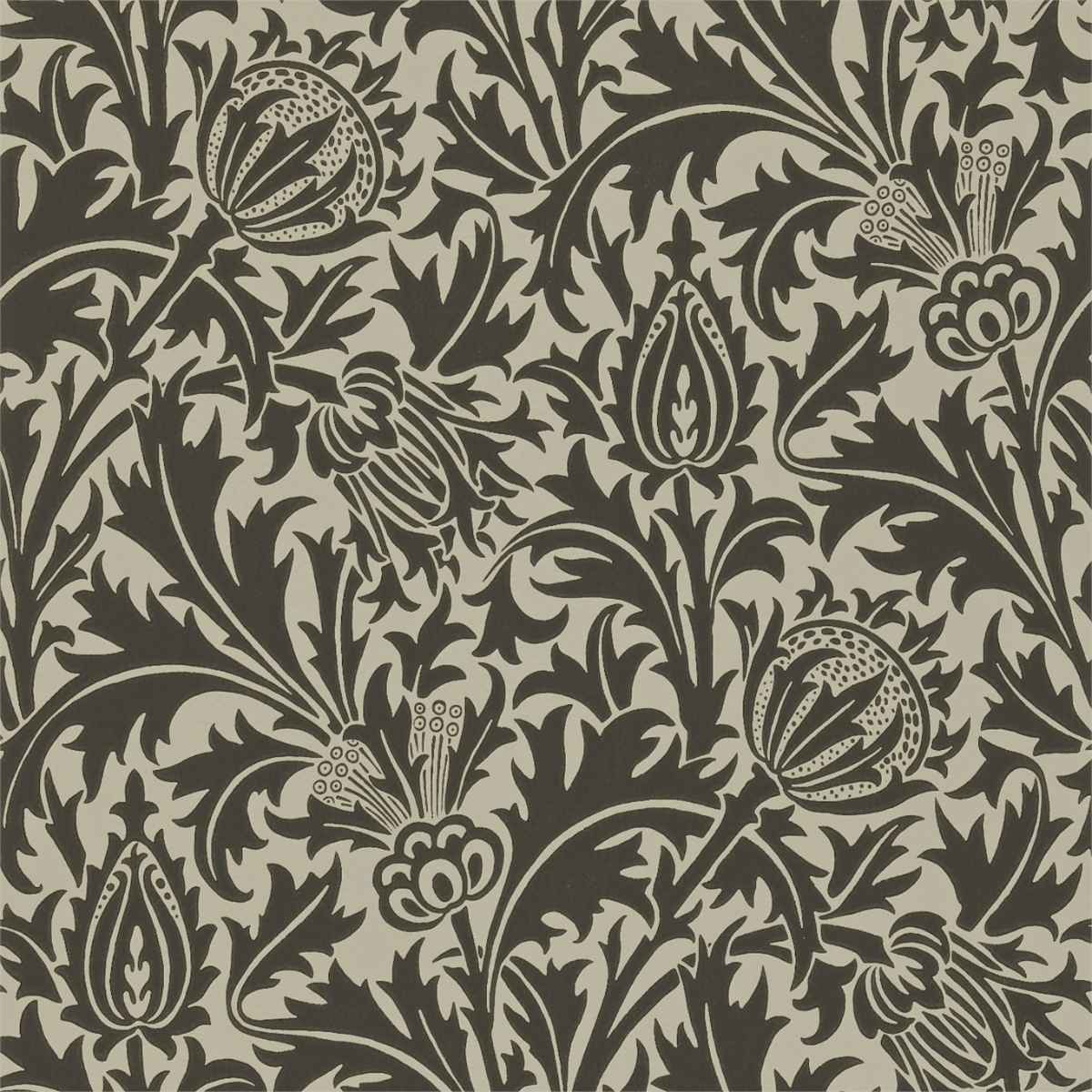 Morris &amp; Co &#39;Thistle - Black/Linen&#39; Wallpaper