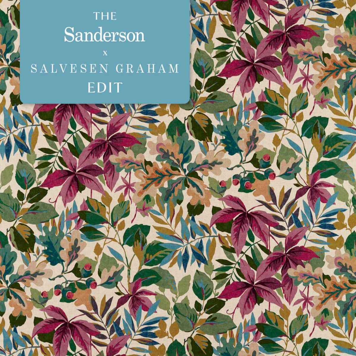 Sanderson X Salvesen Graham &#39;Robin&#39;s Wood - Mulberry&#39; Fabric