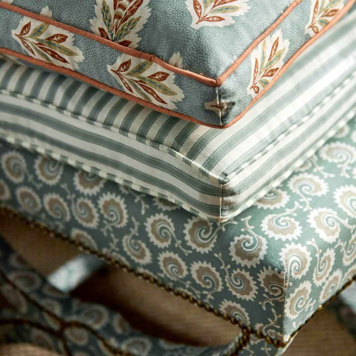 Sanderson &#39;Pinetum Stripe - Blue Clay&#39; Fabric