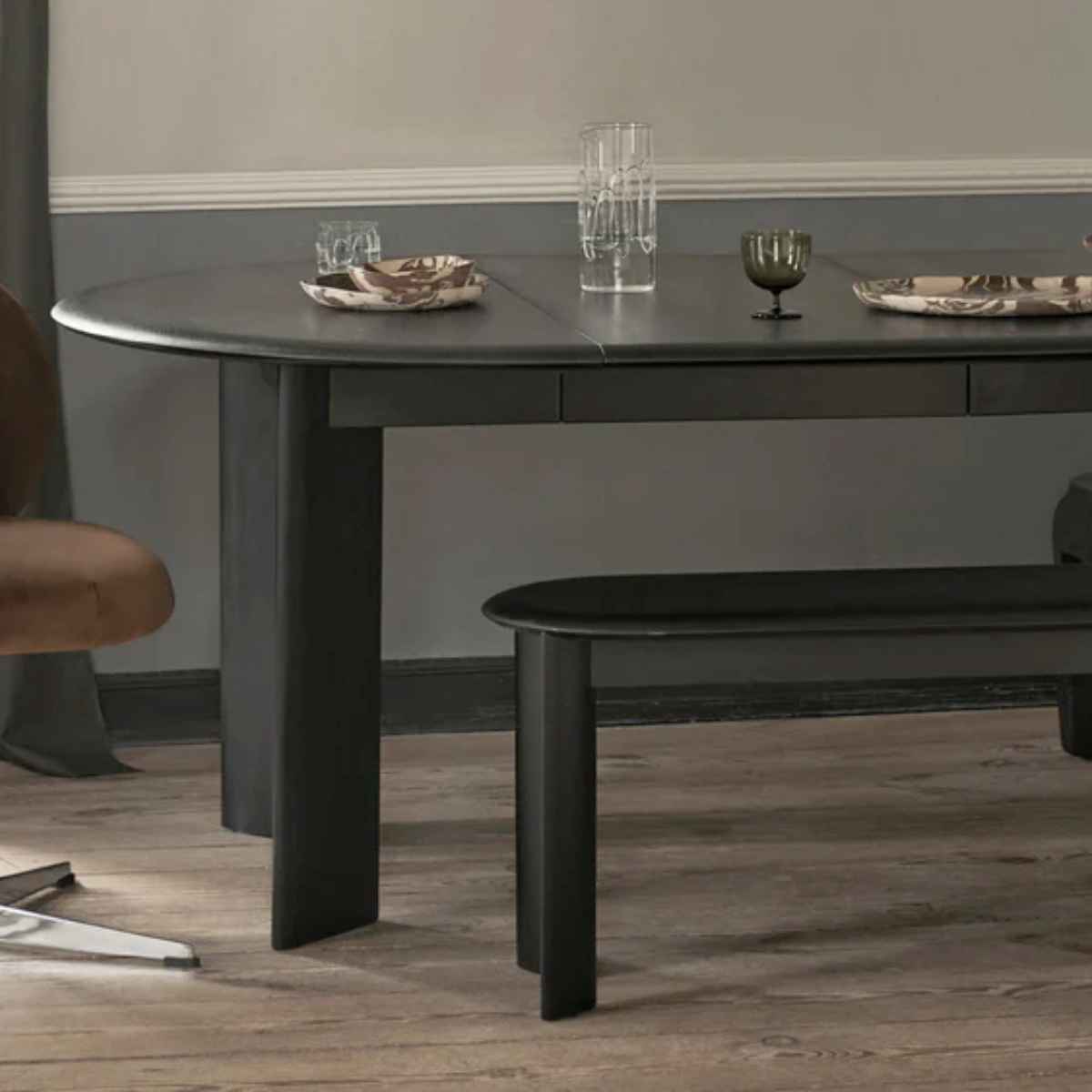 Bevel Table Extendable x2 Black Oiled Beech - ferm LIVING