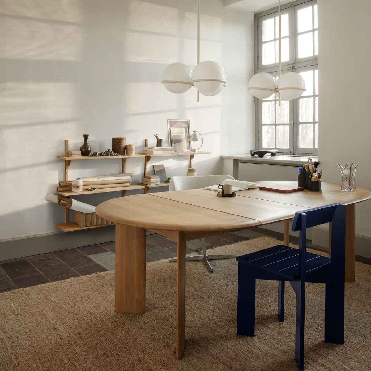 Bevel Table Extendable x2 White Oiled Beech - ferm LIVING