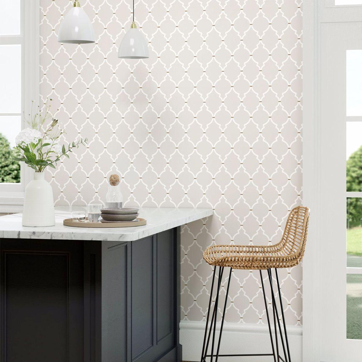 Sanderson &#39;Empire Trellis - Silver/Calico&#39; Wallpaper