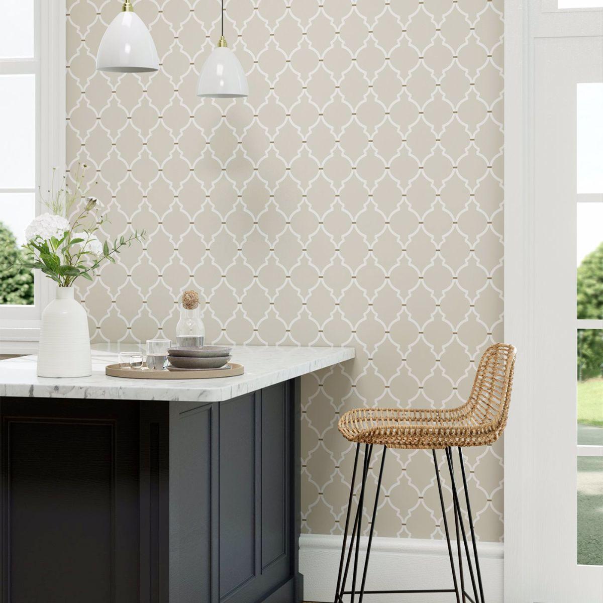 Sanderson &#39;Empire Trellis - Linen/Cream&#39; Wallpaper