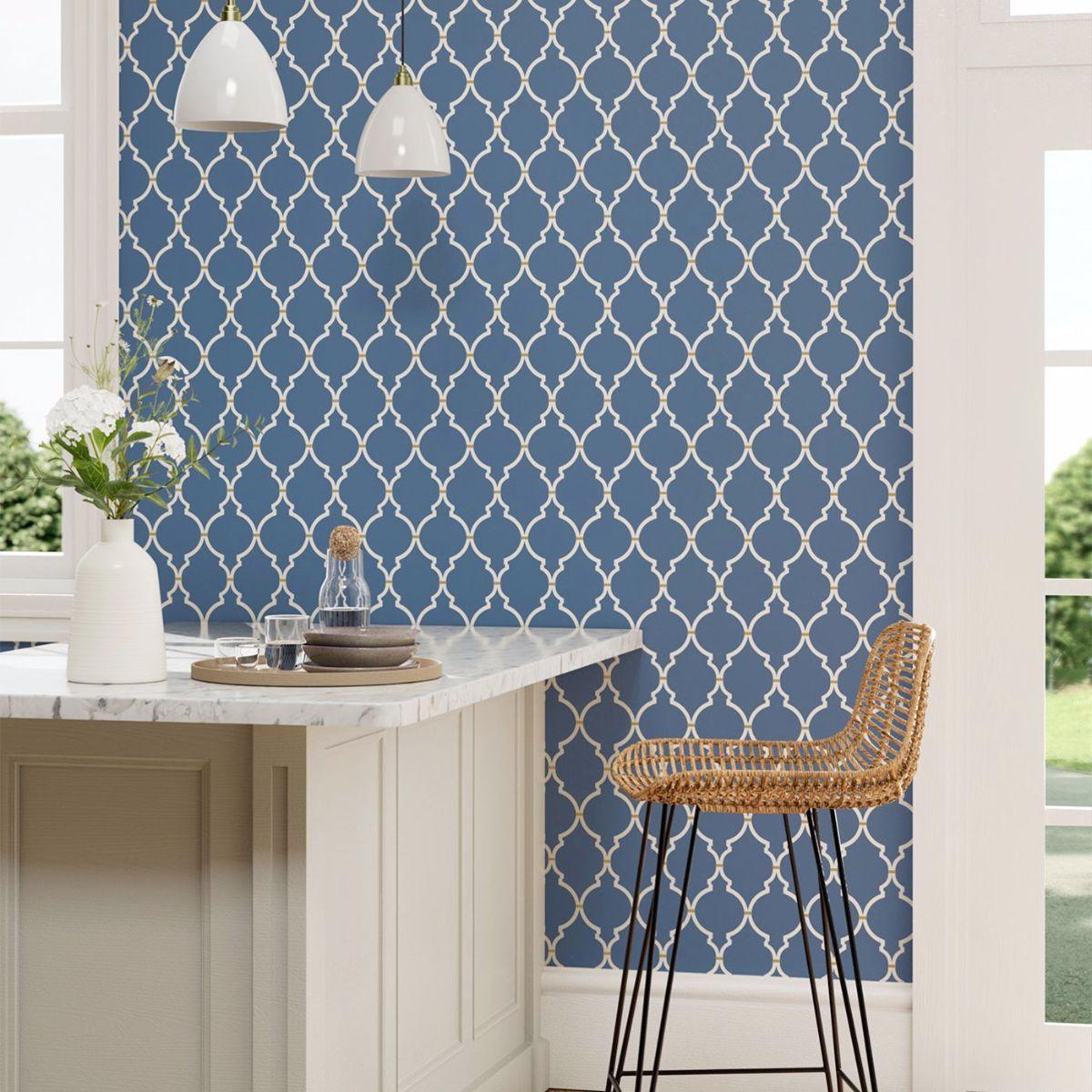 Sanderson &#39;Empire Trellis - Indigo/Linen&#39; Wallpaper