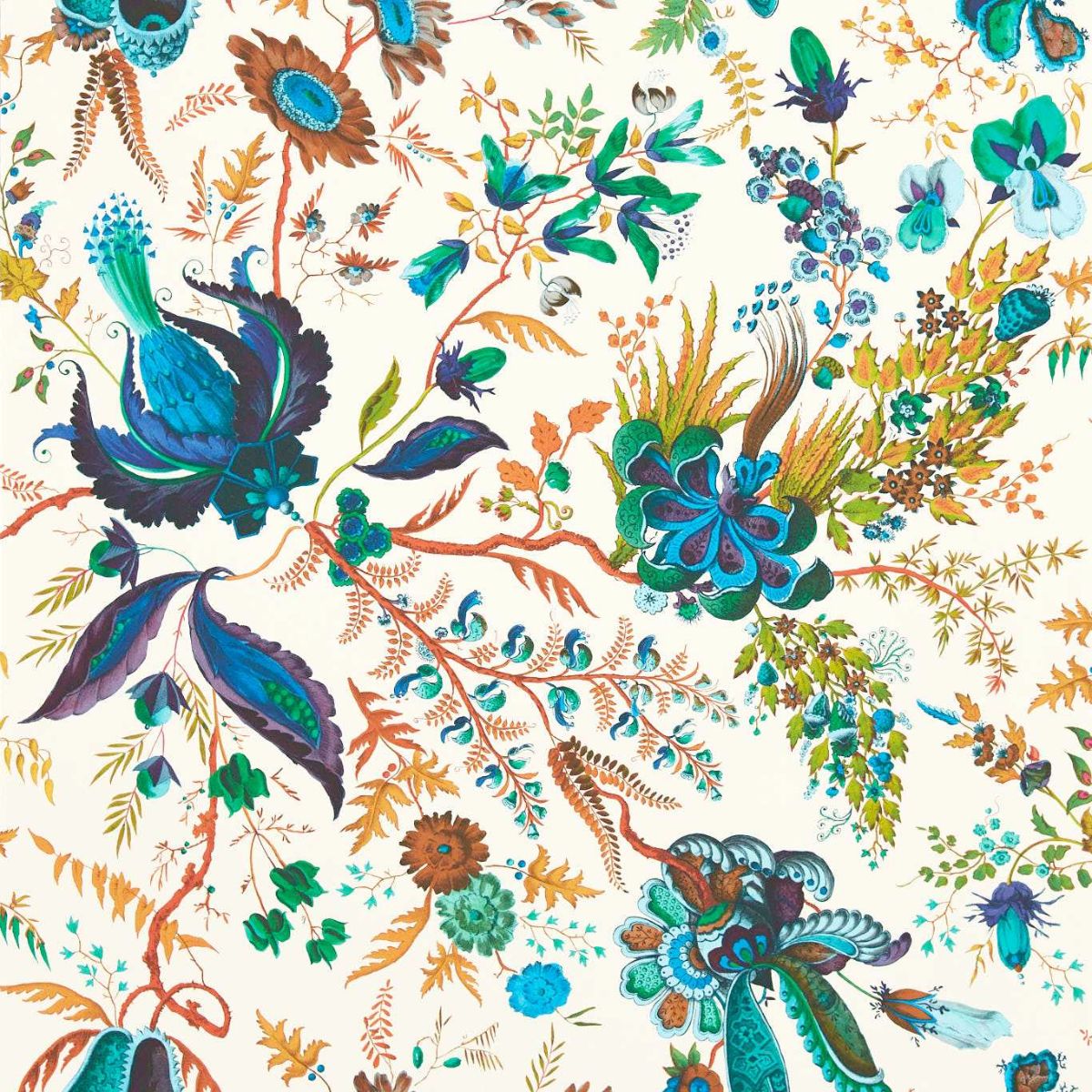 Harlequin X Sophie Robinson &#39;Wonderland Floral - Lapis/Emerald/Carnelian&#39; Wallpaper