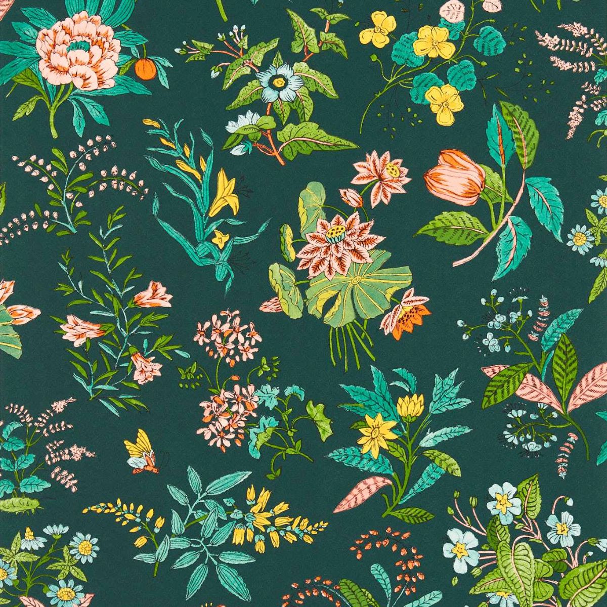 Harlequin X Sophie Robinson &#39;Woodland Floral - Jade/Malachite/Rose Quartz&#39; Wallpaper