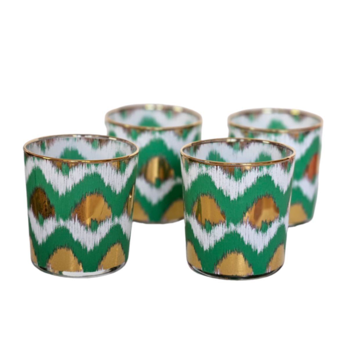 Green and Gold Ikat Tumbler 9cm - Les Ottomans