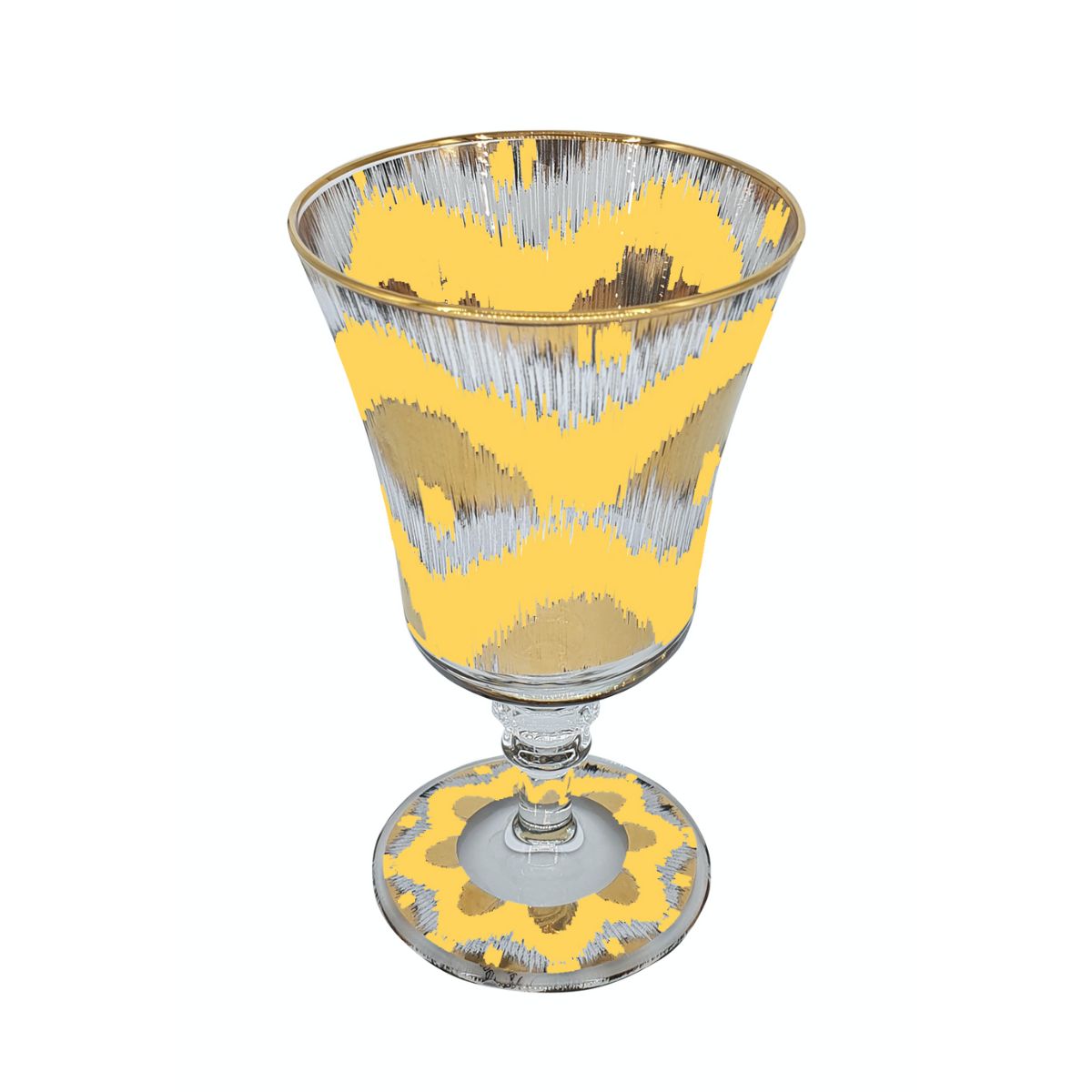 Gold Ikat Wine Glass 15cm - Les Ottomans