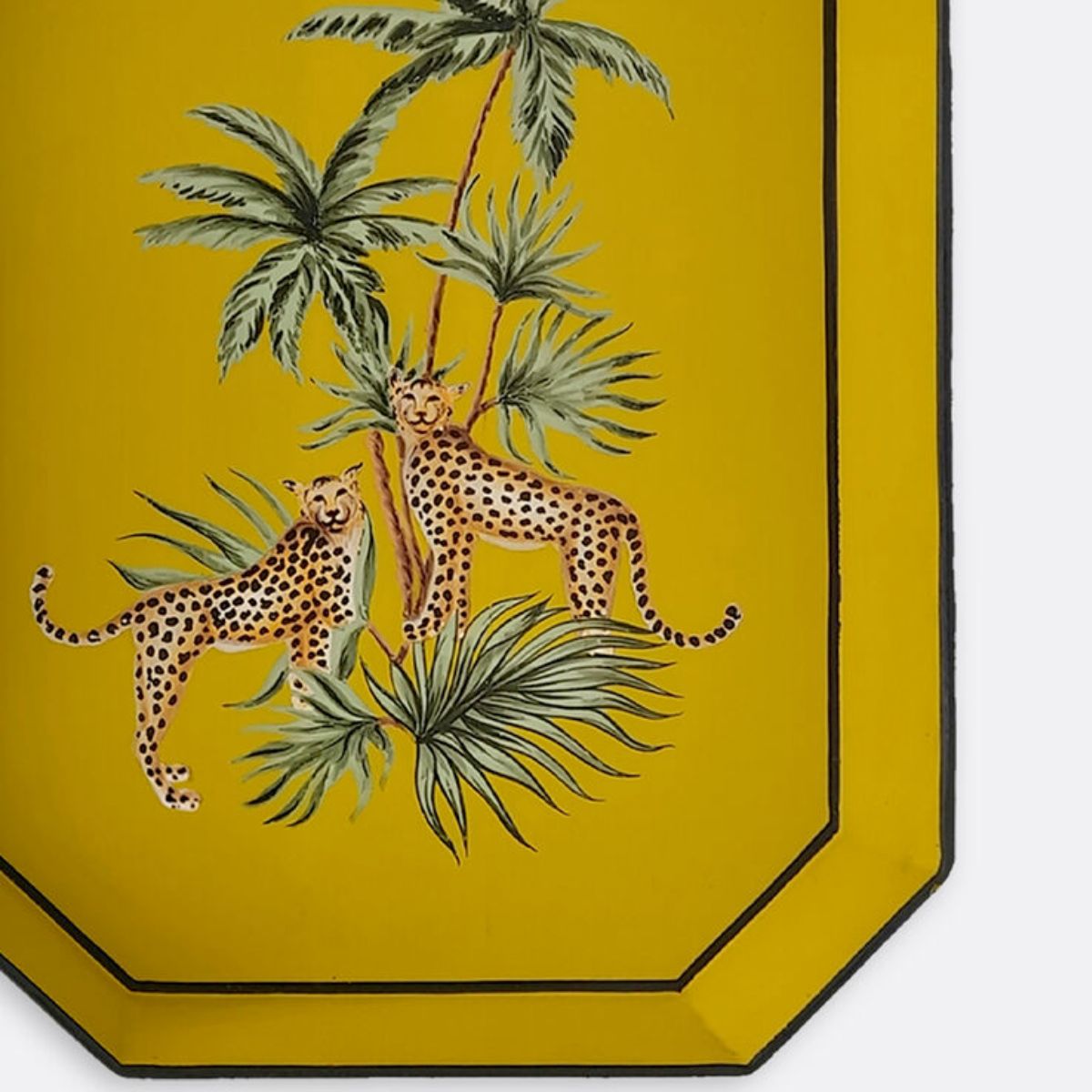 Cheetah and Palms Hand Painted Iron Tray  - Les Ottomans