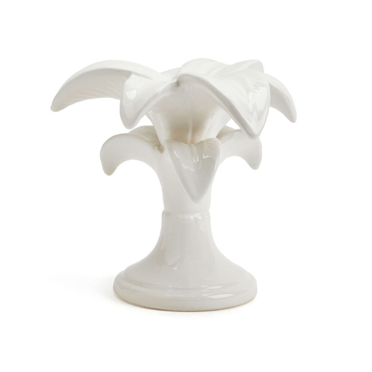 White Palm Tree Candlestick Holder Small - Les-Ottomans