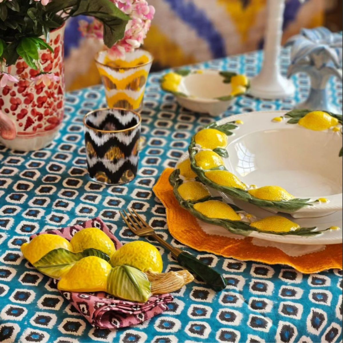 Hand Painted Lemon Ceramic Pasta Bowl - Les Ottomans