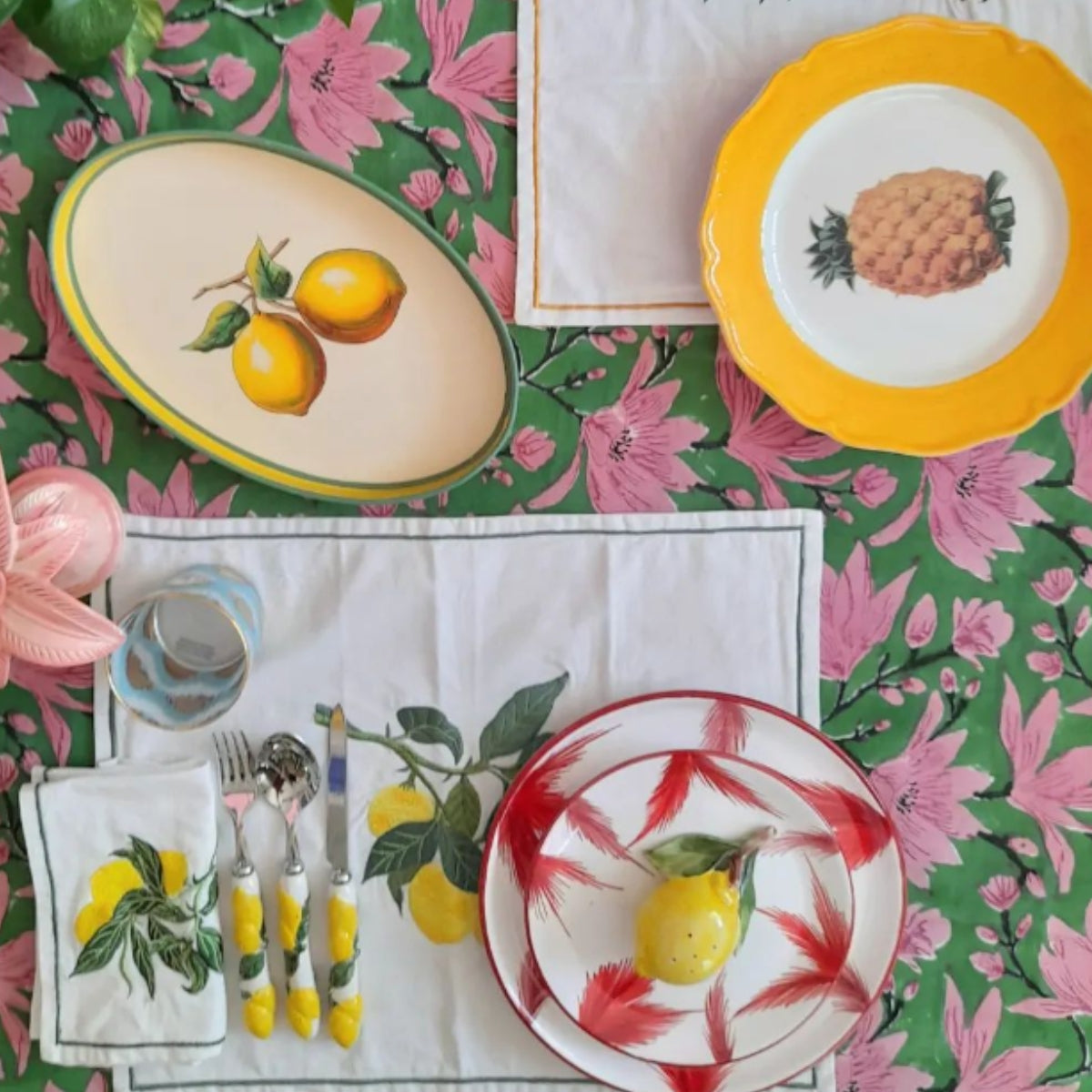 Hand Painted Lemon Cutlery Set of Four - Les Ottomans