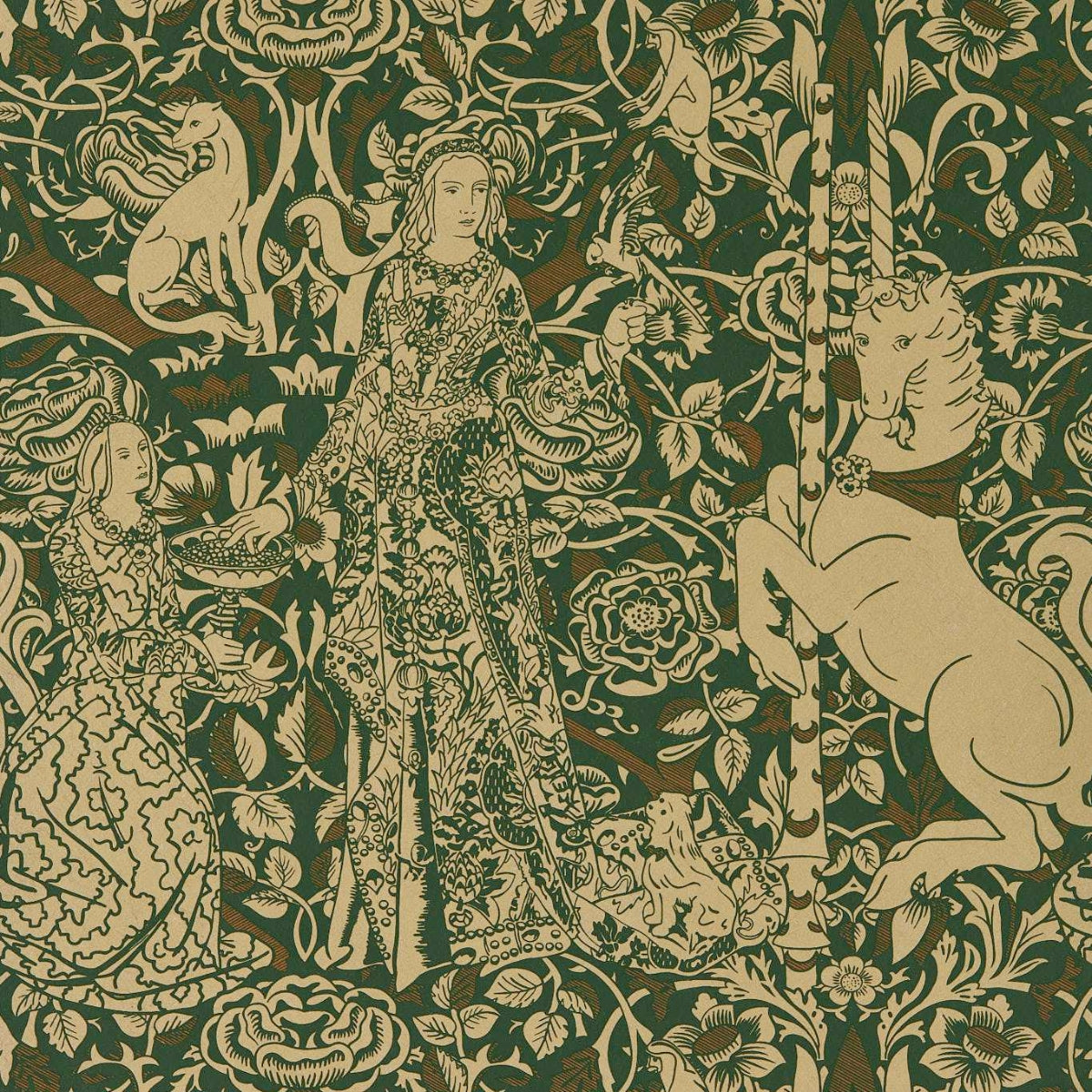 Sanderson x Giles Deacon &#39;Aurelia&#39;s Grail - Gobelin Green/Bronze&#39; Wallpaper