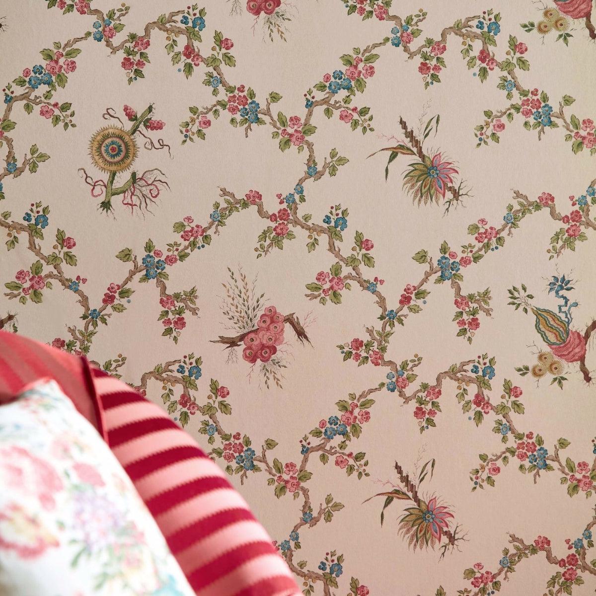 Sanderson x Giles Deacon &#39;Trelliage - Raspberry/Stone&#39; Wallpaper