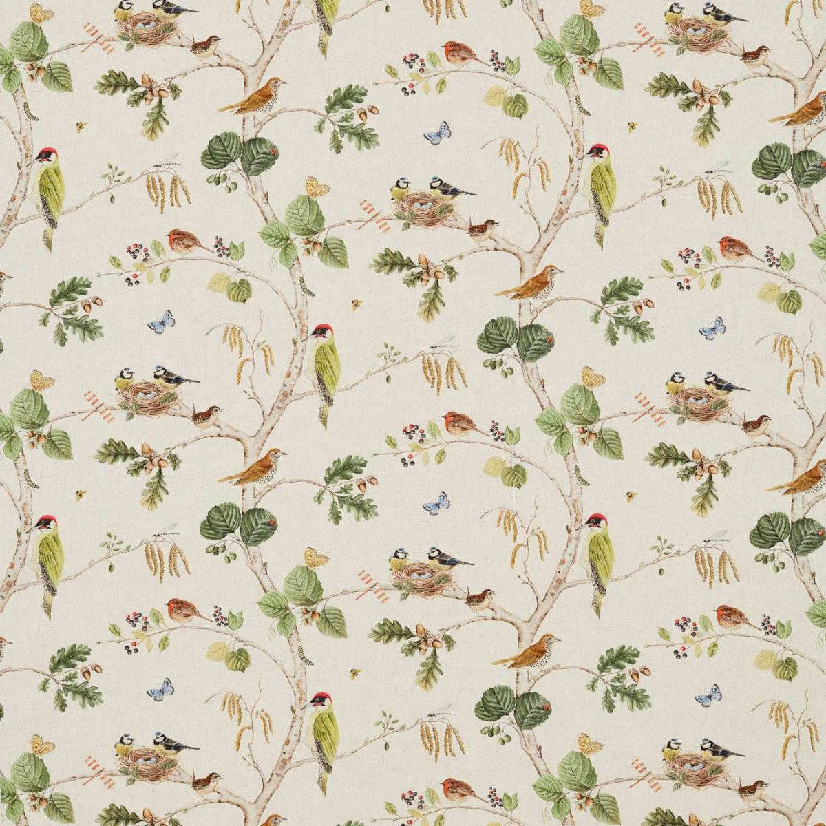 Sanderson &#39;Woodland Chorus - Linen/Multi&#39; Fabric