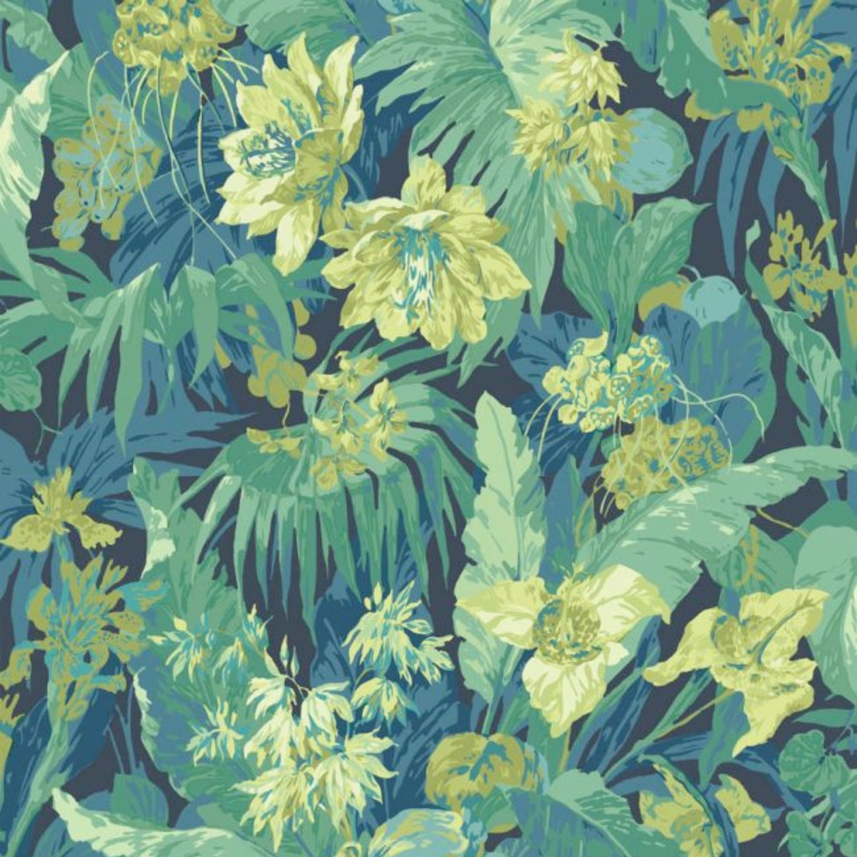 GP&amp;J Baker &#39;Tropical Floral - Indigo/Teal&#39; Wallpaper