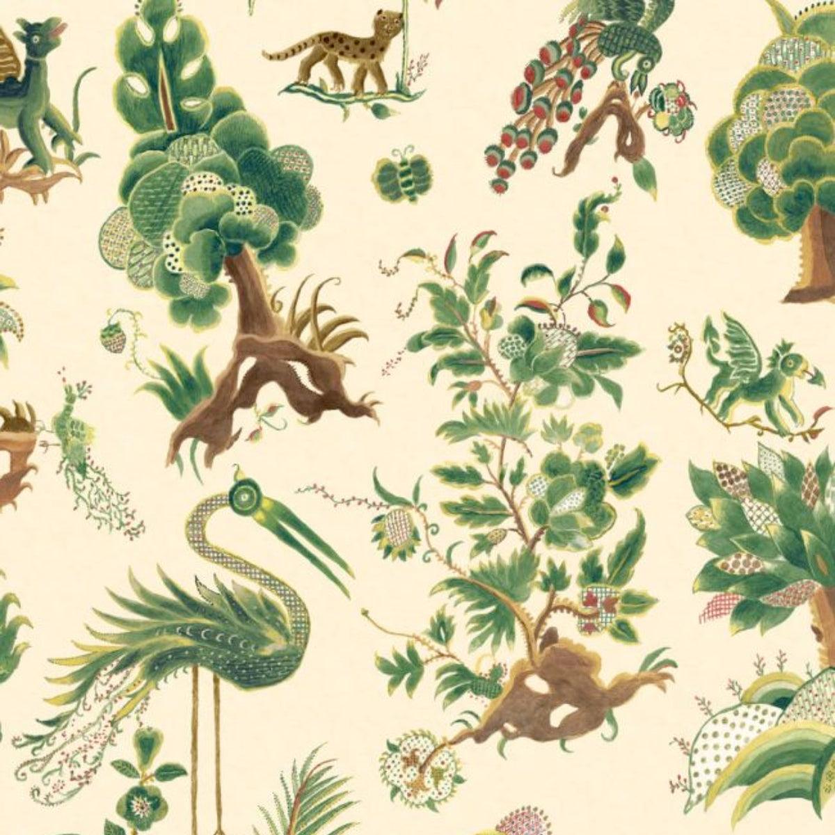 GP&amp;J Baker &#39;Grand Gertrude - Document Green&#39; Wallpaper