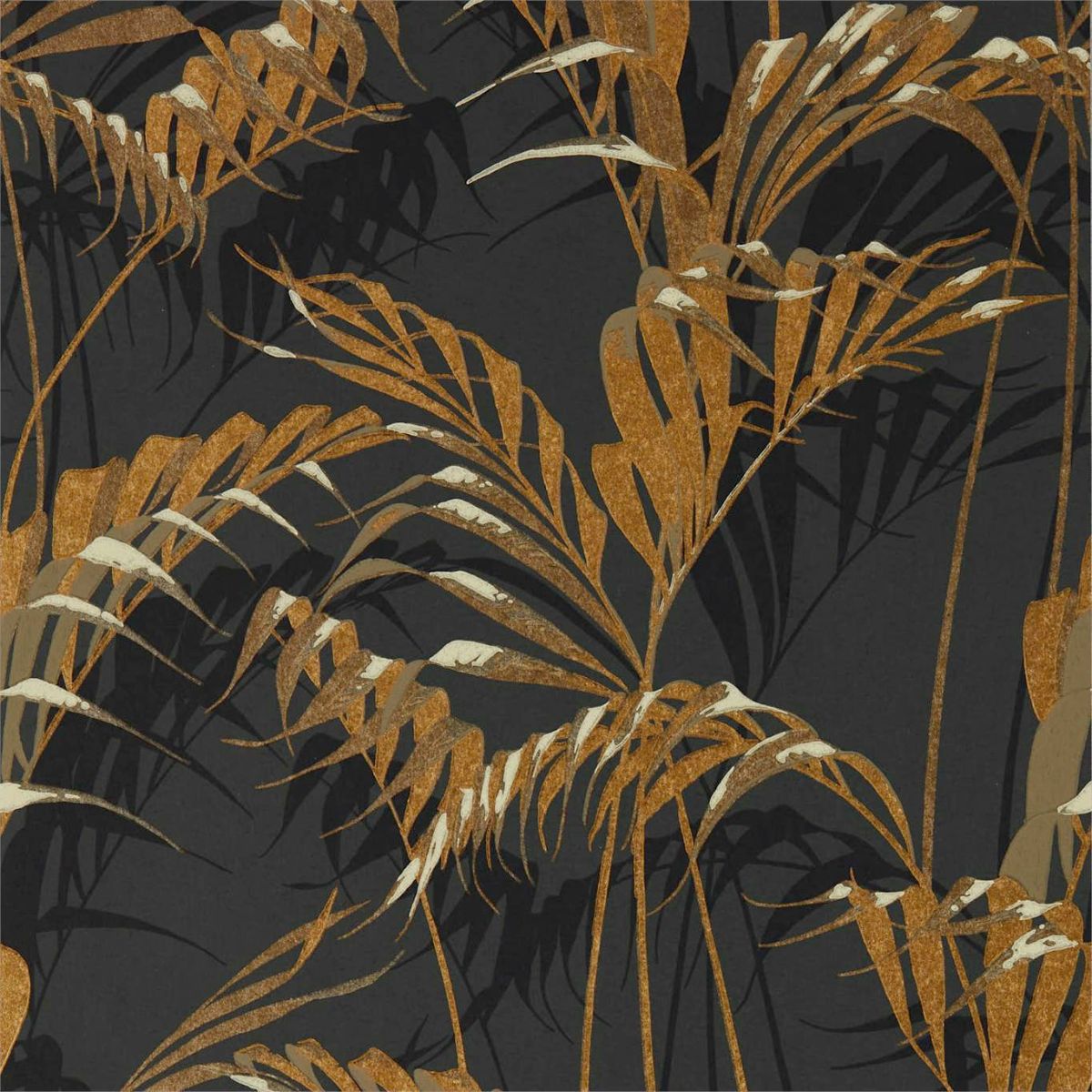 Sanderson &#39;Palm House - Charcoal/Gold&#39; Wallpaper