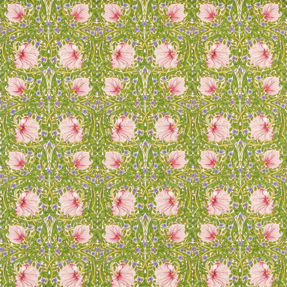 Morris &amp; Co &#39;Pimpernel - Sap Green/Strawberry&#39; Fabric