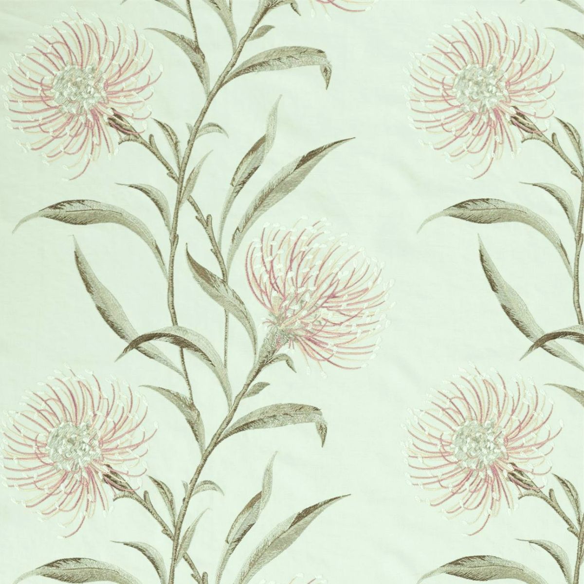 Sanderson &#39;Catherinae Embroidery - Silver Mint&#39; Fabric