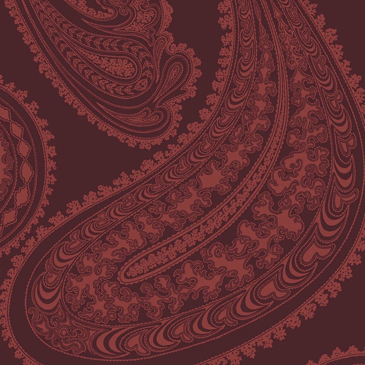 Cole &amp; Son &#39;Rajpur Velvet - Rose on Dark Crimson&#39; Fabric