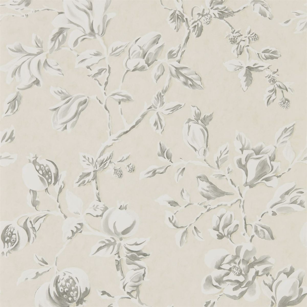 Sanderson &#39;Magnolia &amp; Pomegranate - Ivory/Charcoal&#39; Wallpaper