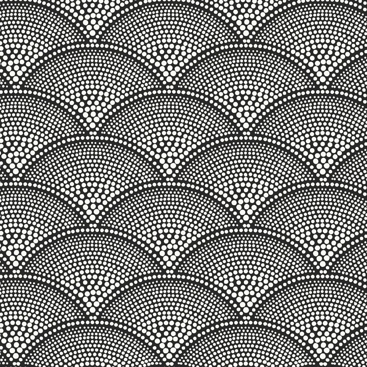 Cole &amp; Son &#39;Feather Fan Jacquard - White on Black&#39; Fabric