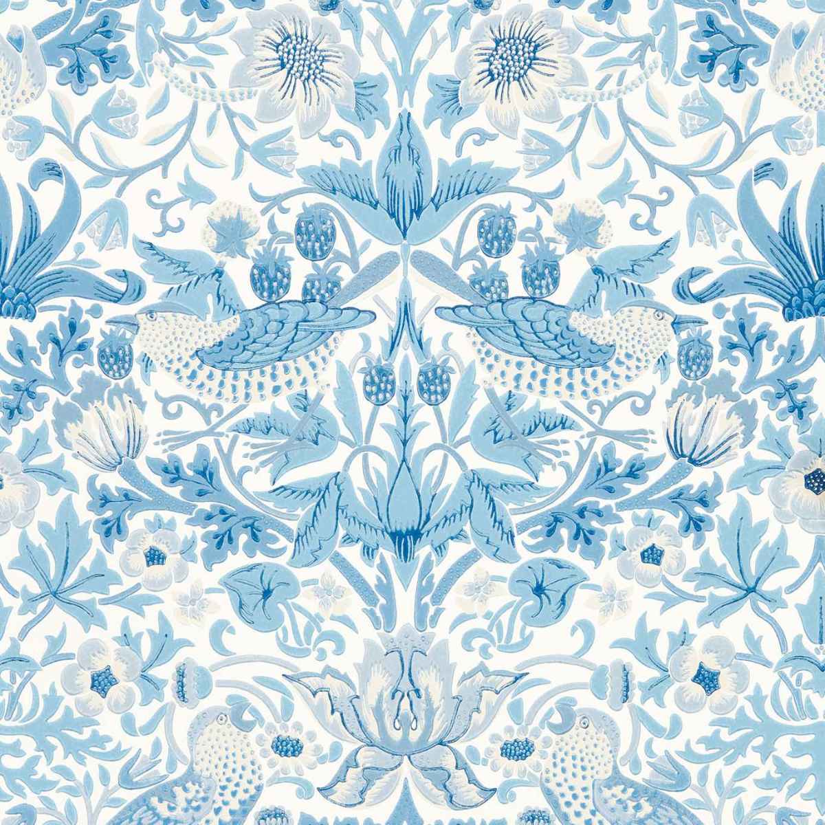 Morris &amp; Co &#39;Simply Strawberry Thief - Woad&#39; Wallpaper